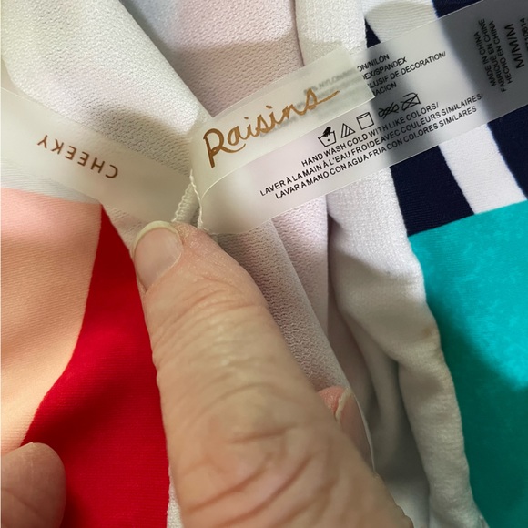 Raisins Medium Belted Bikini Bottom Bright 80’s Geometric Colorblock - Picture 3 of 4